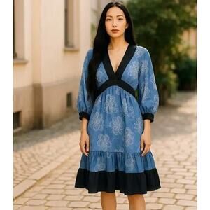 Moulinette Soeurs Anthropologie Silk Floral Overlay Dress Boho Delicate Romantic
